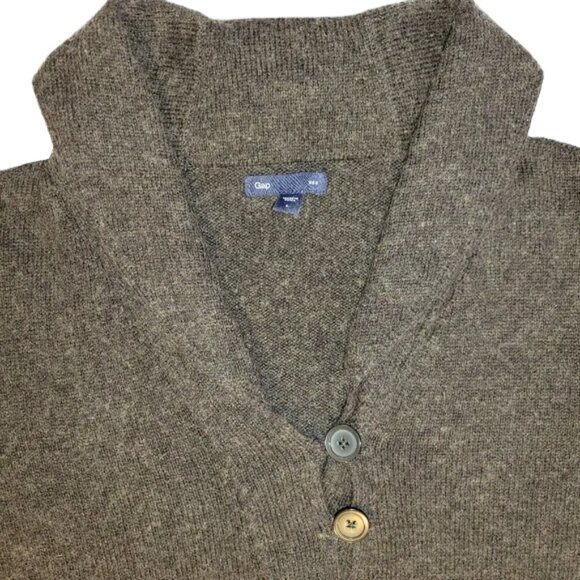 Ladies Gap Brown Knit Shawl Collar Sweater Size Large - Picture 4 of 10
